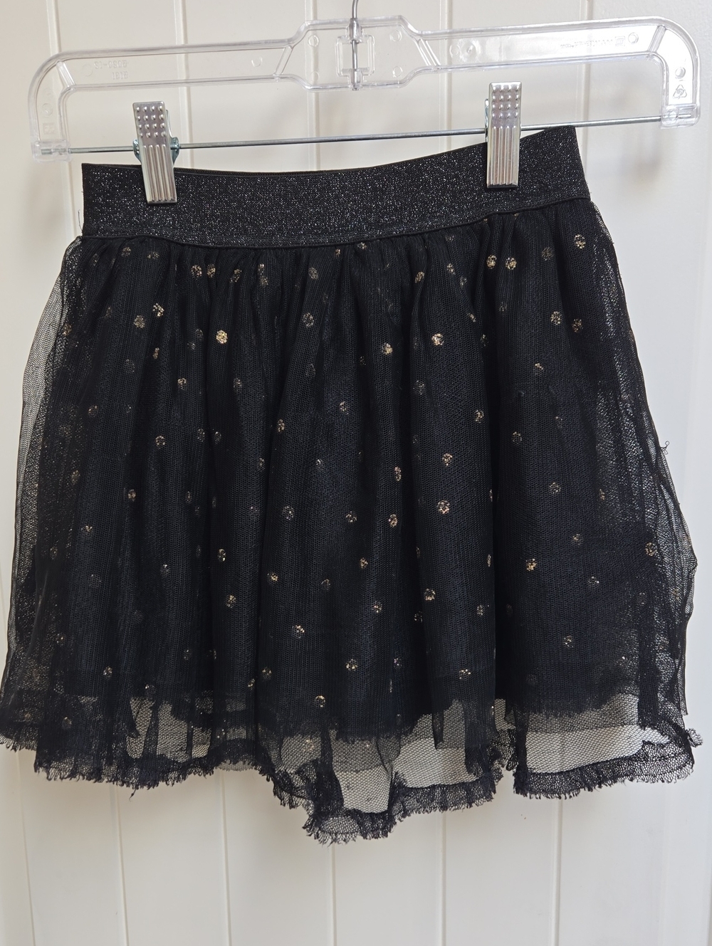 Newberry Kids 6x Black Tulle Skater Skirt with Gold Sparkle Dots